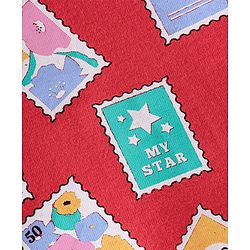 Babyhug Cotton Knit Full Sleeves Night Suit With Post Stamp Print - Red