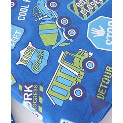 Babyhug Cotton Knit Full Sleeves Trucks Printed Night Suit - Blue