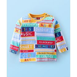 Babyhug Cotton Knit Full Sleeves Night Suit With Text Print - Multicolour