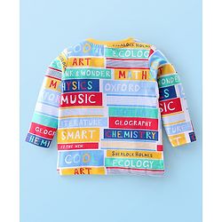 Babyhug Cotton Knit Full Sleeves Night Suit With Text Print - Multicolour