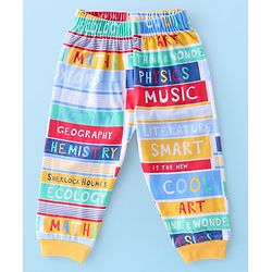 Babyhug Cotton Knit Full Sleeves Night Suit With Text Print - Multicolour