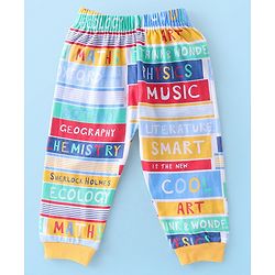 Babyhug Cotton Knit Full Sleeves Night Suit With Text Print - Multicolour