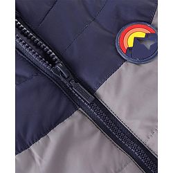 Babyhug Woven Full Sleeves Hooded Jacket With Solid Colour - Navy Blue & Orange