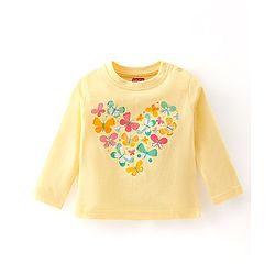 Babyhug Cotton Knit Full Sleeves Night Suit Butterfly Print - Yellow