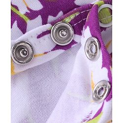 Babyhug 100% Cotton Knit Full Sleeves Frock Style Onesie with Headband Floral Print - Purple