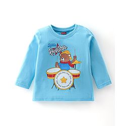 Babyhug Cotton Knit Full Sleeves Night Suit With Teddy Print - Blue