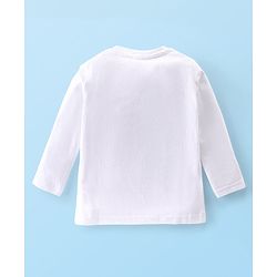 Babyhug Cotton Knit Full Sleeves Text Printed Night Suit - White & Blue