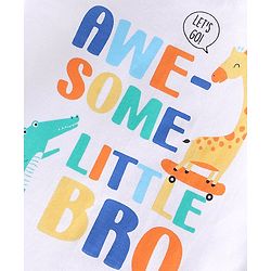 Babyhug Cotton Knit Full Sleeves Text Printed Night Suit - White & Blue