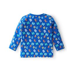 Babyhug Cotton Knit Full Sleeves Alphabets Printed Night Suit - Blue