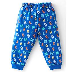 Babyhug Cotton Knit Full Sleeves Alphabets Printed Night Suit - Blue