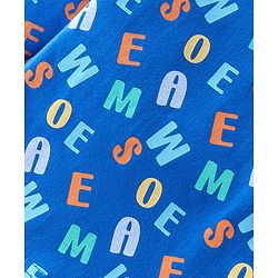 Babyhug Cotton Knit Full Sleeves Alphabets Printed Night Suit - Blue