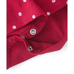 Babyhug 100% Cotton Knit Full Sleeves Frock Style Onesie Bear Print - Red