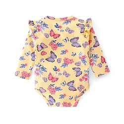 Babyhug 100% Cotton Knit Full Sleeves Onesie Butterfly Print - Yellow