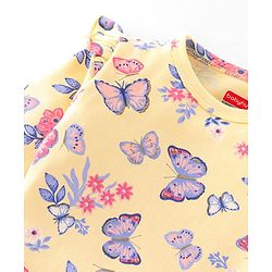 Babyhug 100% Cotton Knit Full Sleeves Onesie Butterfly Print - Yellow