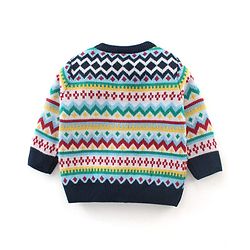 Babyhug Knitted Full Sleeves Sweater Set With Chevron Design - Multicolour