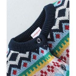 Babyhug Knitted Full Sleeves Sweater Set With Chevron Design - Multicolour
