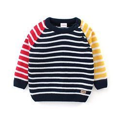 Babyhug Knitted Full Sleeves Sweater Set with Stripes Design - Multicolour