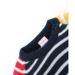 Babyhug Knitted Full Sleeves Sweater Set with Stripes Design - Multicolour