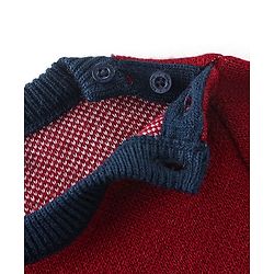 Babyhug Knit Full Sleeves Sweater Set Floral Design - Navy Blue