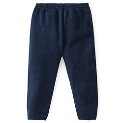 Babyhug Knitted Full Sleeves Baby Sweater Set with Floral Design - Navy Blue