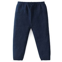 Babyhug Knitted Full Sleeves Baby Sweater Set with Floral Design - Navy Blue