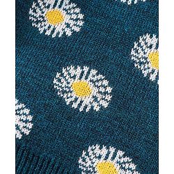 Babyhug Knitted Full Sleeves Baby Sweater Set with Floral Design - Navy Blue