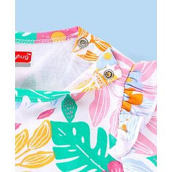 Babyhug 100% Cotton Knit Full Sleeves Onesie with Head Band Floral Print - Multicolour