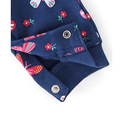 Babyhug 100% Cotton Full Sleeves Romper With Butterfly Print - Navy Blue