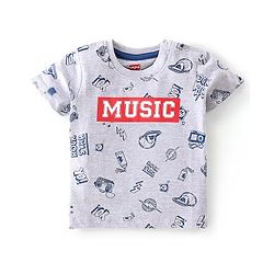 Babyhug 100% Cotton Knit Half & Full Sleeves T-Shirt & Lounge Pant With Text Print - Grey Red & Blue