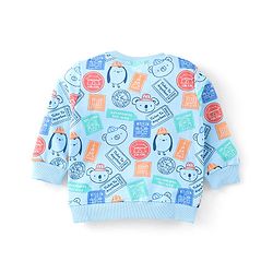 Babyhug 100% Cotton Terry Knit Half & Full Sleeves T-Shirt & Lounge Pant Stripes & Penguin Print - Yellow Red & Blue