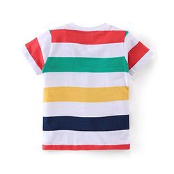 Babyhug 100% Cotton Terry Knit Half & Full Sleeves T-Shirt & Lounge Pant Stripes & Penguin Print - Yellow Red & Blue
