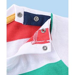 Babyhug 100% Cotton Terry Knit Half & Full Sleeves T-Shirt & Lounge Pant Stripes & Penguin Print - Yellow Red & Blue