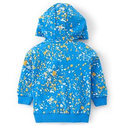 Babyhug 100% Cotton Knit Full Sleeves Hooded T-Shirt & Lounge Pant Set Emoji Print - Blue