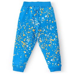 Babyhug 100% Cotton Knit Full Sleeves Hooded T-Shirt & Lounge Pant Set Emoji Print - Blue