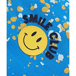Babyhug 100% Cotton Knit Full Sleeves Hooded T-Shirt & Lounge Pant Set Emoji Print - Blue