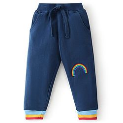 Babyhug 100% Cotton Knit Full Sleeves T-Shirt & Lounge Pant With Text Print - Blue