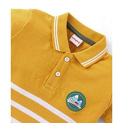 Babyhug 100% Cotton Knit Half Sleeves Striped T-Shirt and Lounge Pant - Green & Yellow