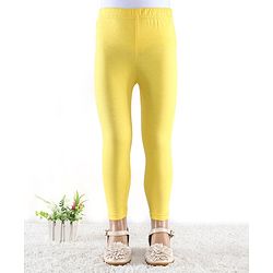 Babyhug Cotton Lycra Full Length Leggings Solid Colour - Yellow