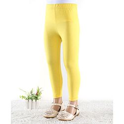 Babyhug Cotton Lycra Full Length Leggings Solid Colour - Yellow