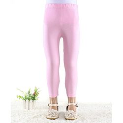 Babyhug Cotton Lycra Full Length Leggings Solid Colour - Pink