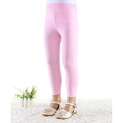 Babyhug Cotton Lycra Full Length Leggings Solid Colour - Pink