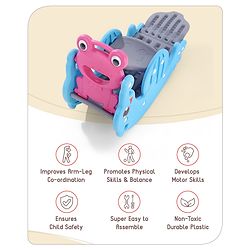 Babyhug 3 in 1 Slider and See-Saw and Basketball Ring with A Hard Plastic Ball (Colour May Vary)