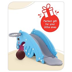 Babyhug 3 in 1 Slider and See-Saw and Basketball Ring with A Hard Plastic Ball (Colour May Vary)