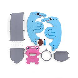 Babyhug 3 in 1 Slider and See-Saw and Basketball Ring with A Hard Plastic Ball (Colour May Vary)