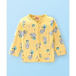 Babyhug 100% Cotton Full Sleeves Elephant Print Front Open Vests Pack of 3 - Multicolour