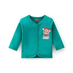 Babyhug 100% Cotton Full Sleeves Front Open Vests Reindeer & Christmas Print Pack of 3- Blue Green & Red