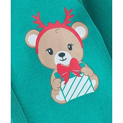Babyhug 100% Cotton Full Sleeves Front Open Vests Reindeer & Christmas Print Pack of 3- Blue Green & Red