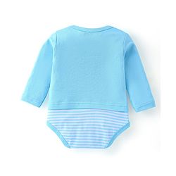 Babyhug 100% Cotton Full Sleeves Onesie Elephant Print - Blue