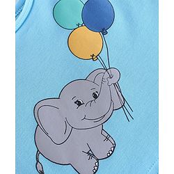 Babyhug 100% Cotton Full Sleeves Onesie Elephant Print - Blue