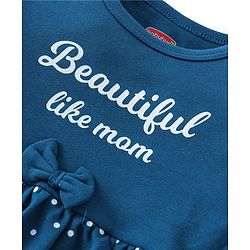 Babyhug 100% Cotton Interlock Knit Full Sleeves Onesie Polka Dot & Text Print - Navy Blue
